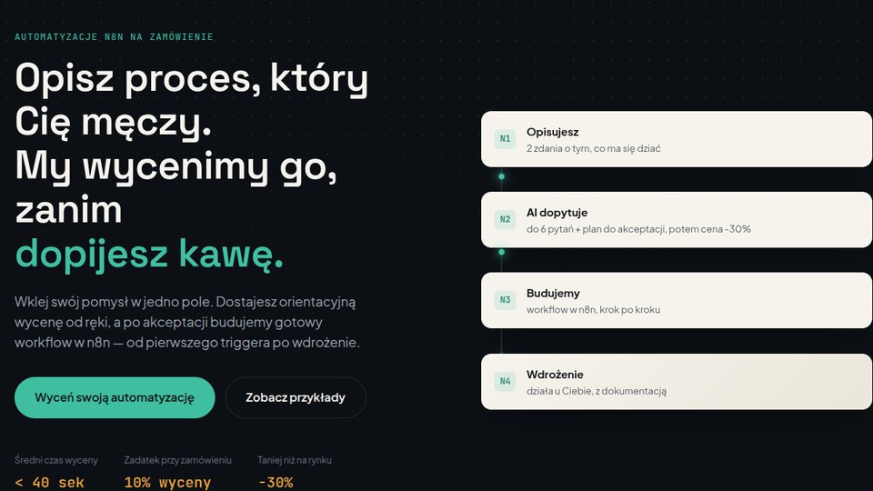 Strona internetowa FlowQuote – wyceny automatyzacji AI